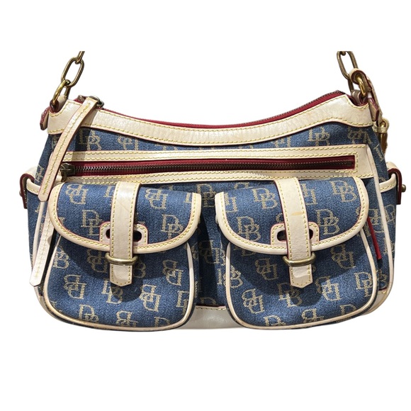 Dooney & Bourke Navy and Cream Shoulder Bag - Picture 3 of 6